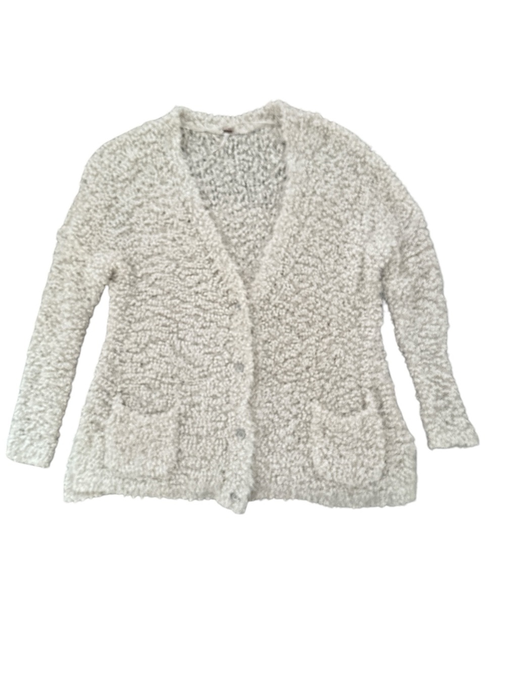 Free People Oversized Cream Chunky Knit Button Cardigan Sweater Size S/P